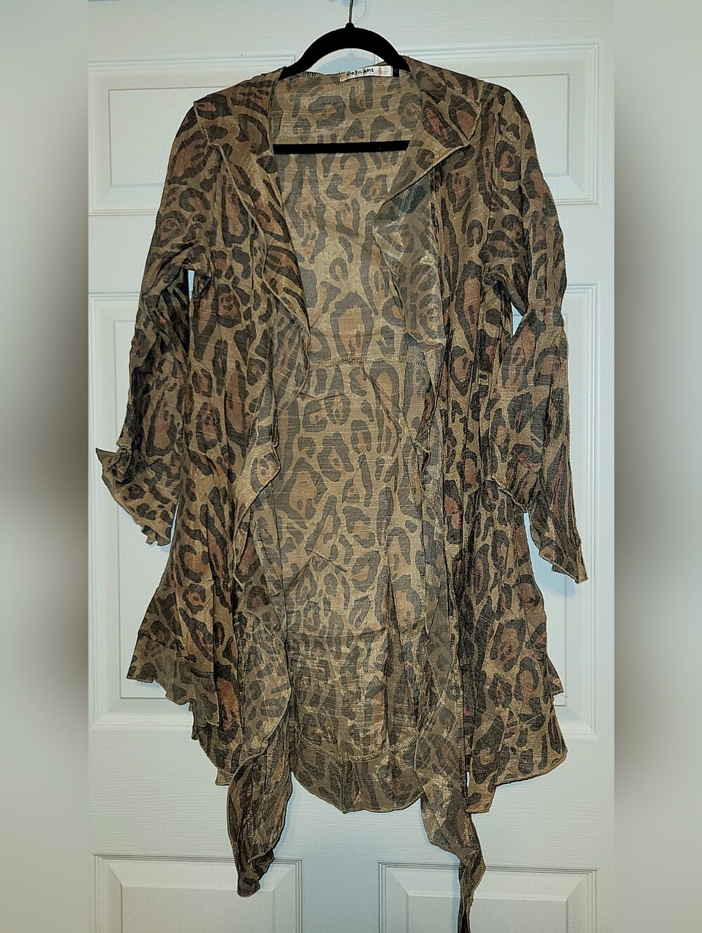 Origami Leopard Print Duster Cardigan